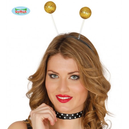 DIADEMA BOLAS ESCARCHA ORO